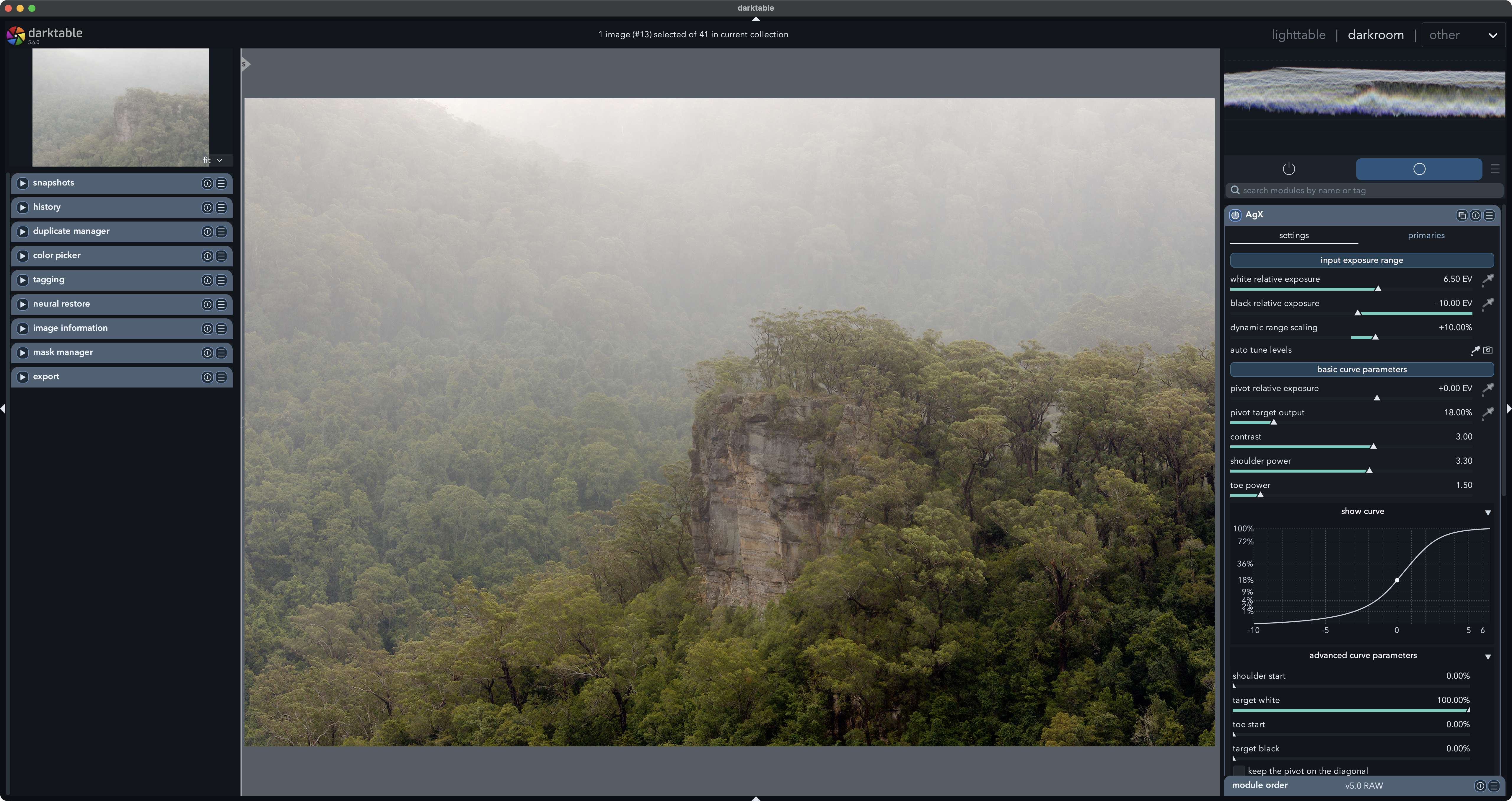 darktable theme screenshot