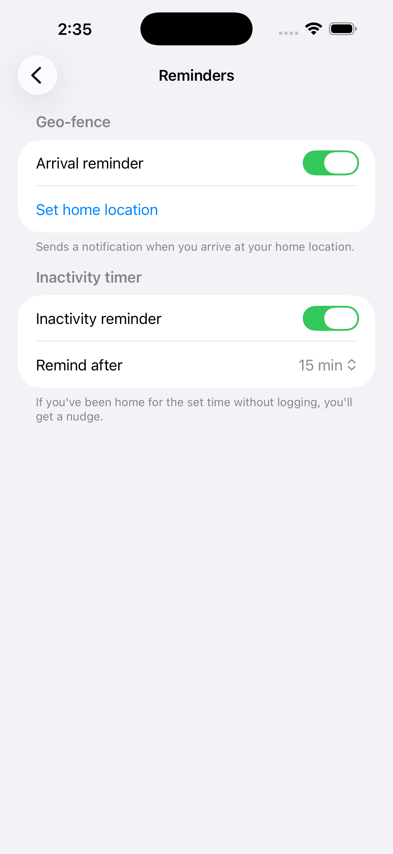 IPUTHA reminders screen