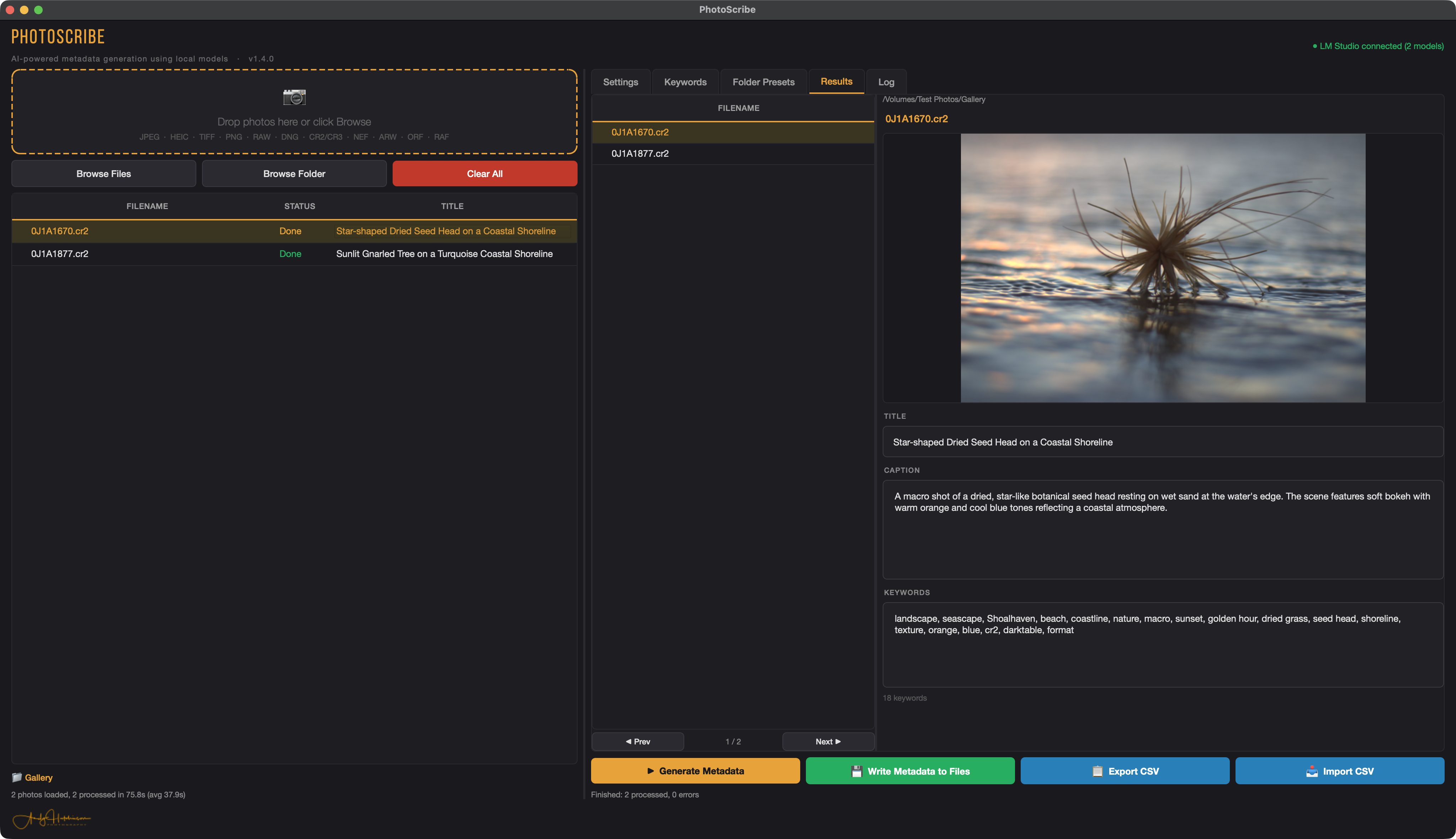 PhotoScribe app screenshot